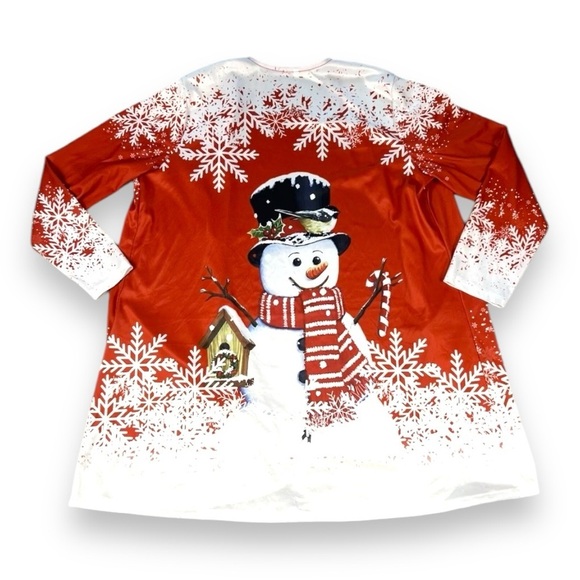 New Women’s 2XL Festive Red/White Long Sleeve Tunic Length Lightweight Jacket - Picture 5 of 7